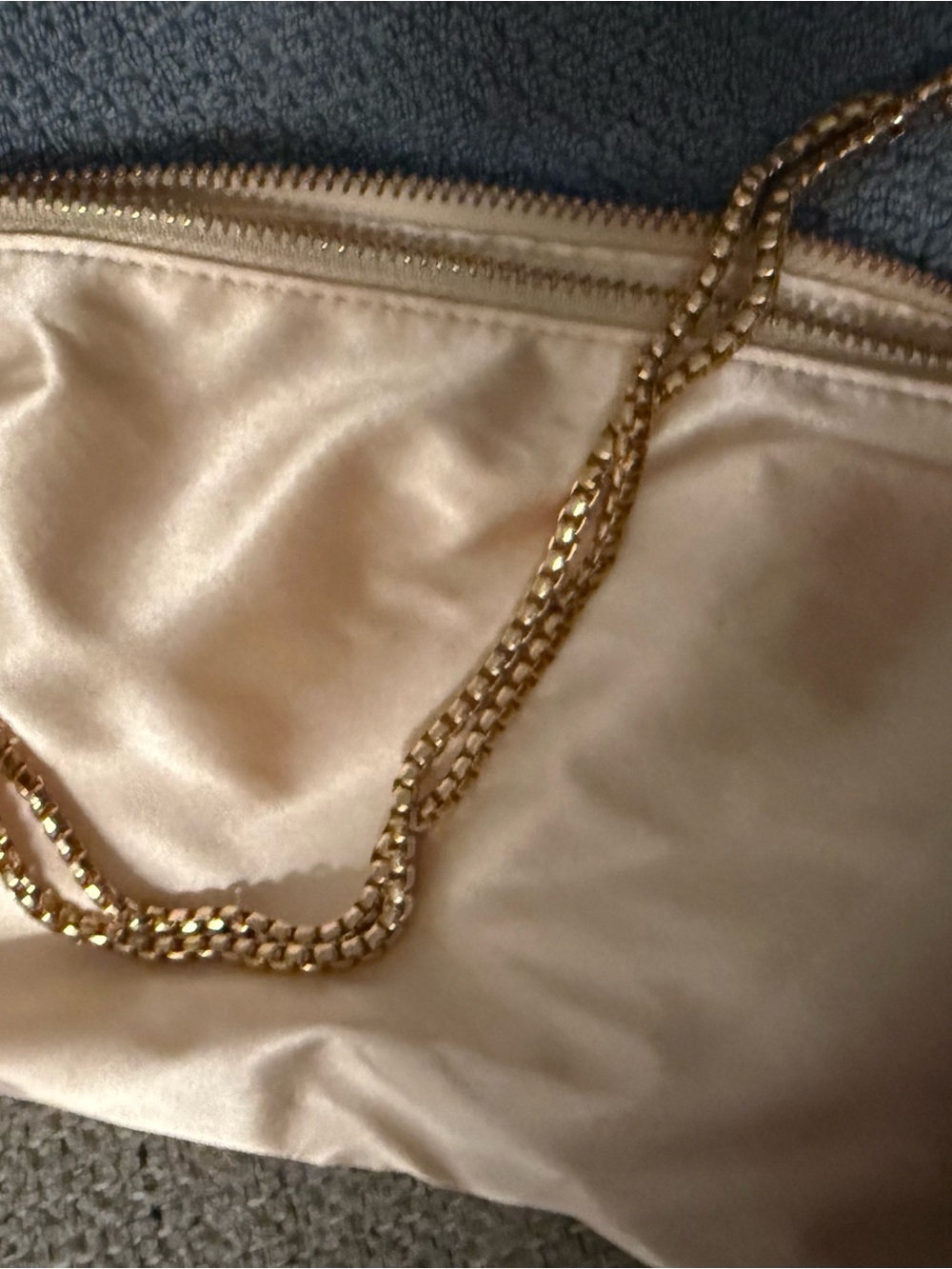 Satin Cream Women's Clutch with Gold Chain Strap